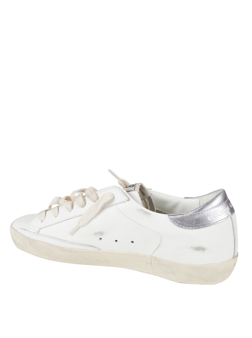 Golden Goose Super Star Leather Upper And Toe Glitter Star Laminated Heel In White