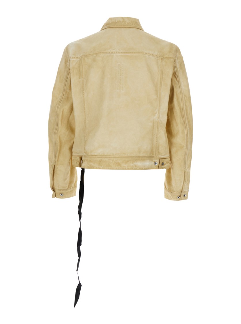 Shop Drkshdw Trucker Jacket With Distressed Finish In Neutrals