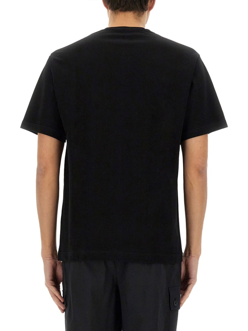 Dolce & Gabbana Cotton T-shirt With Metal Plaque Featuring Front Logo In Black