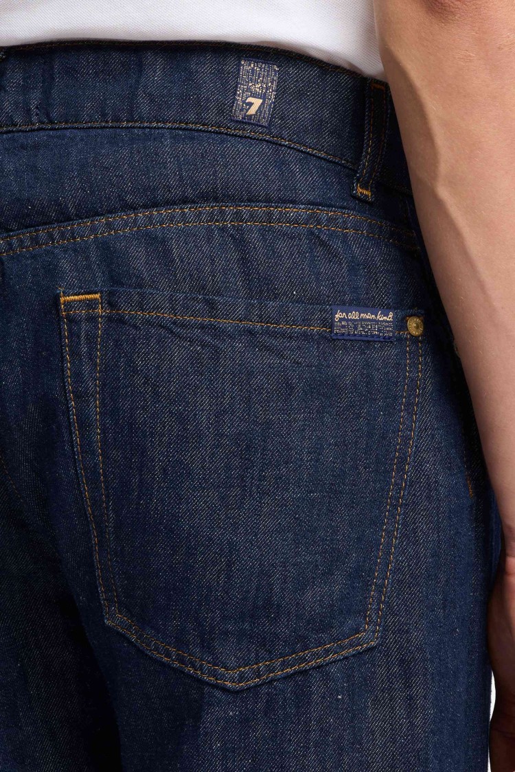 7 FOR ALL MANKIND 7 FOR ALL MANKIND STRAIGHT-LEG DARK BLUE DENIM JEANS