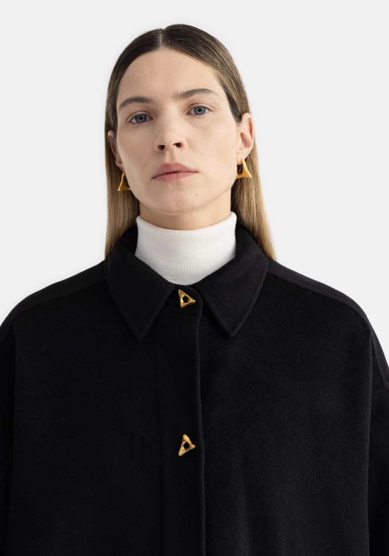 Aeron Crane - Silk Blend Coat Short in Black | THE LIST