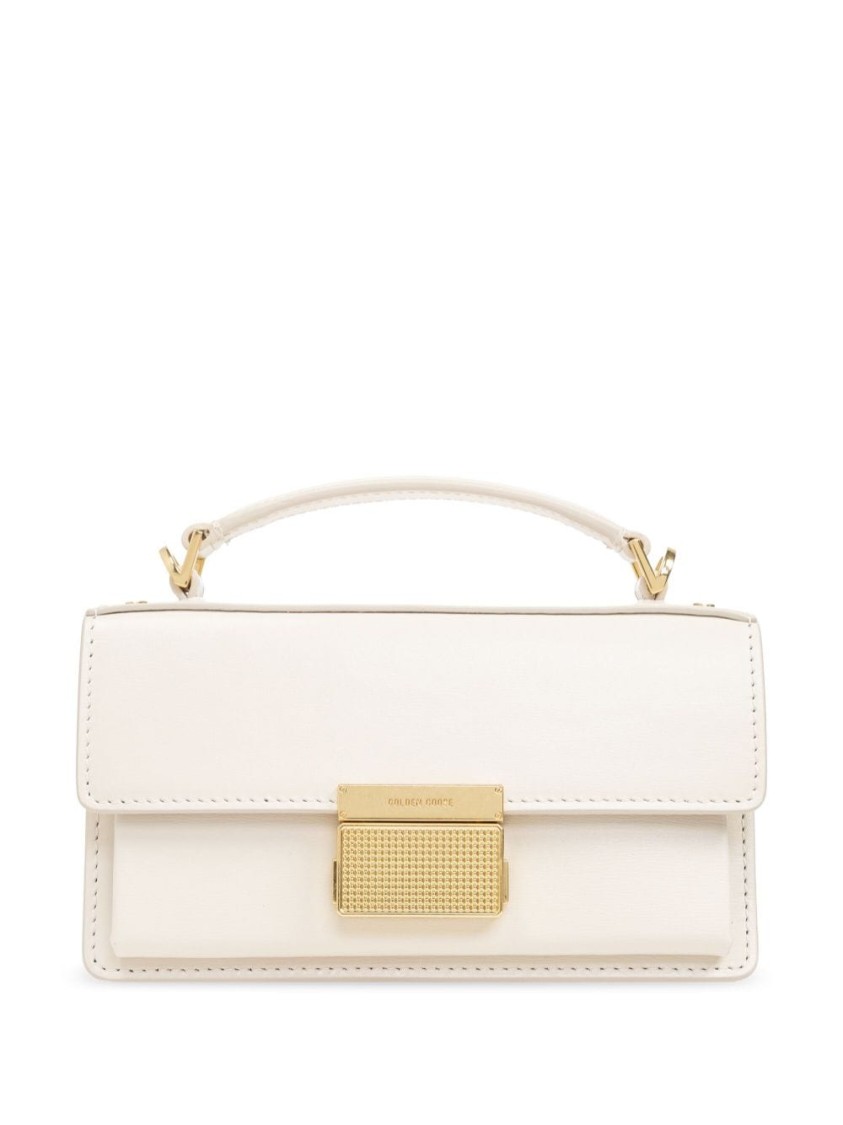 Golden Goose Deluxe Brand Structured Handbag With Gold-tone Clasp And Detachable Strap In Neutrals