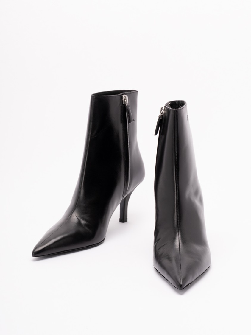 Patrizia Pepe 75mm Leather Ankle Boots In Black