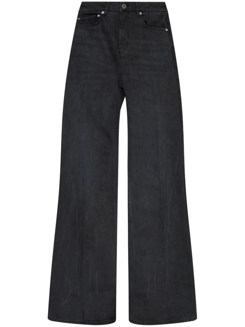 Ami Alexandre Mattiussi Ami Wide Leg Cotton Trousers With Front Pockets In Black