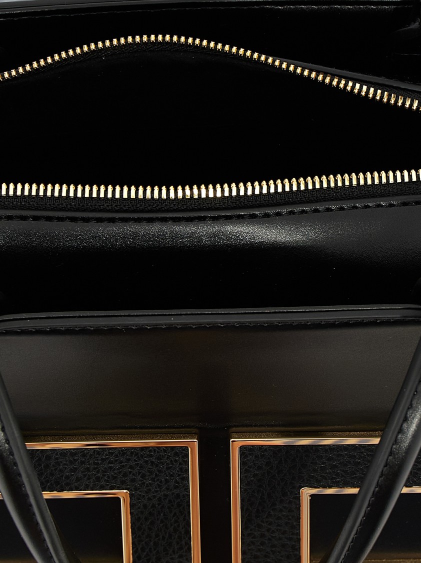 Elisabetta Franchi Large Logo Shopping Bag Tote Bag Black In Black