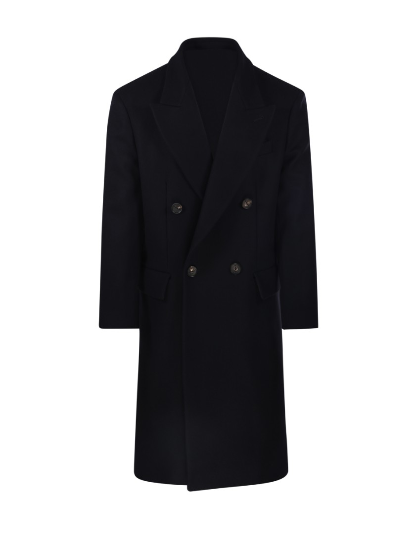Hevo Hevò Man Coat Midnight Blue Size 40 Pure Virgin Wool Iws, Polyamide In Blue