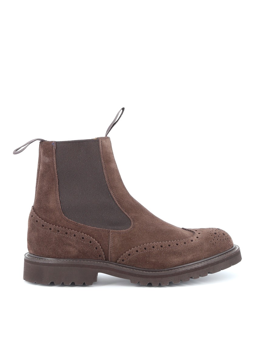 TRICKER'S TRICKER'S BROGUE-DETAIL CHELSEA BOOT WITH DOVETAIL FINISH