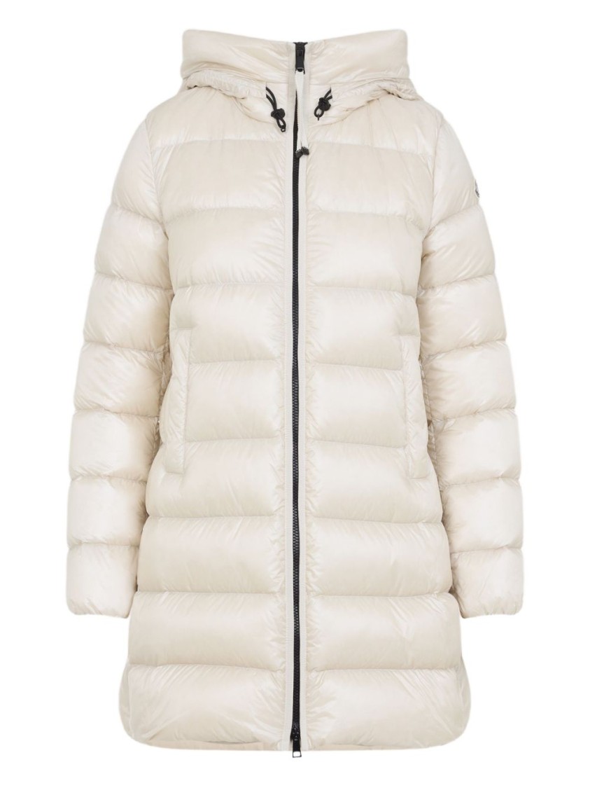 Moncler Suyenne Light Beige Polyamide Long Parka In White