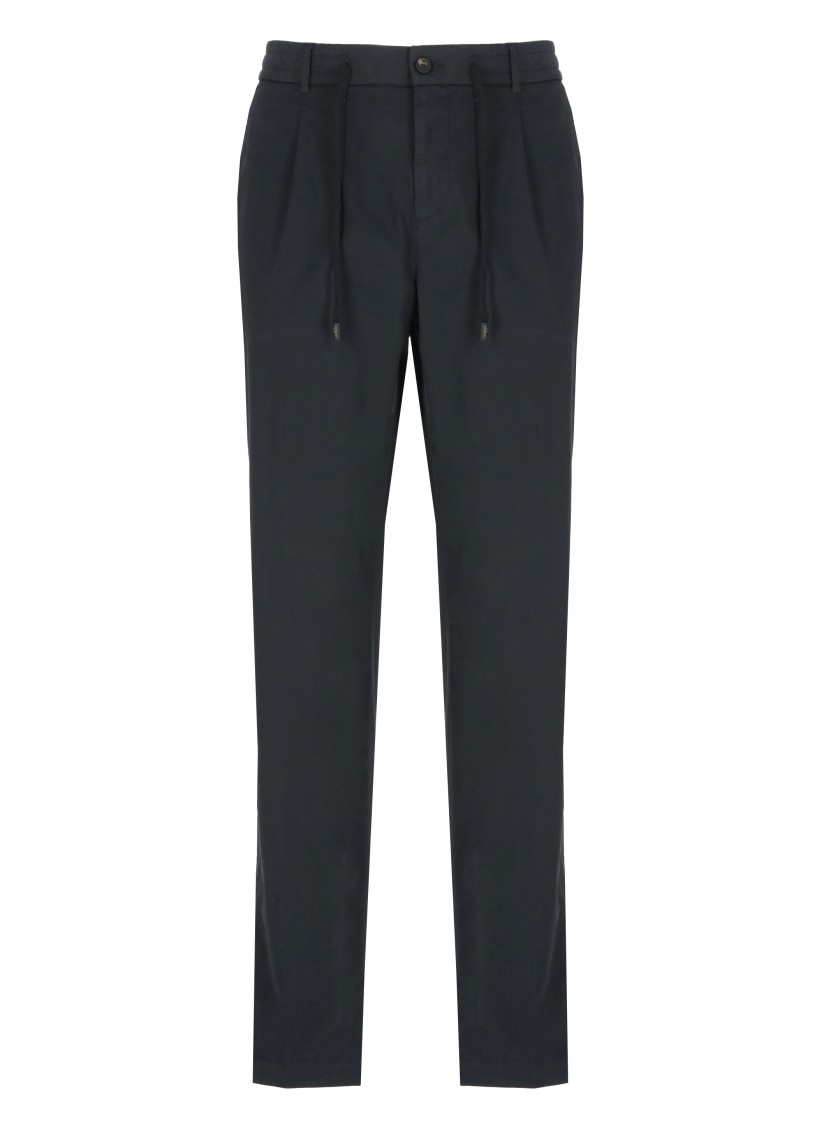 Peserico Straight Cotton Trousers Elastic Waist