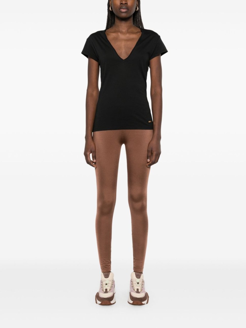 Tom Ford Deep V-neck Black T-shirt With Fitted Silhouette In Black
