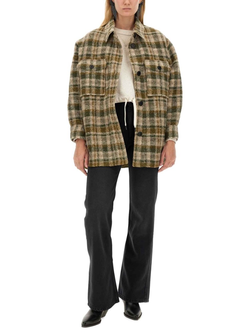 Isabel Marant Étoile Check Pattern Asymmetric Hem Coat In Neutrals