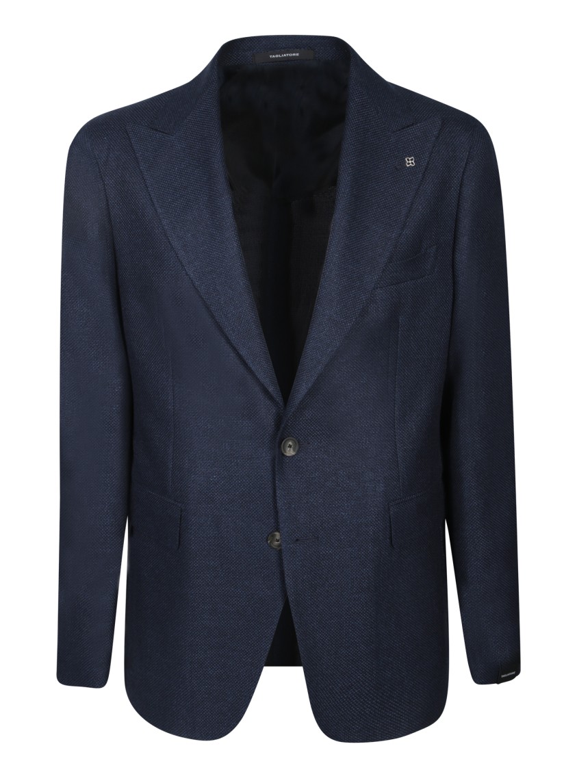 Shop Tagliatore Tailored Blue Blazer With Notched Lapels