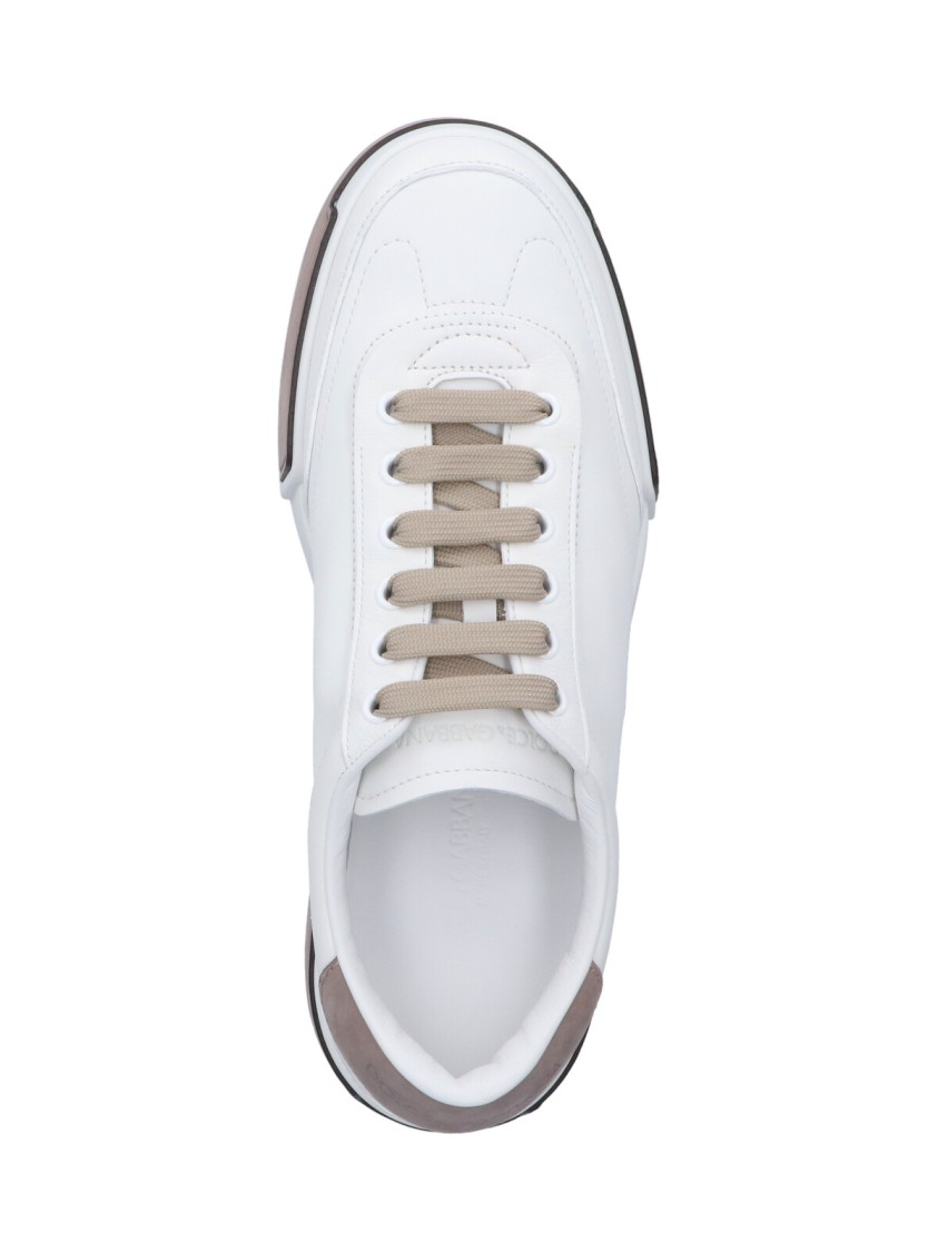 Dolce & Gabbana Portofino Yatch Sneakers In Calfskin Color White And Dove Grey In Red