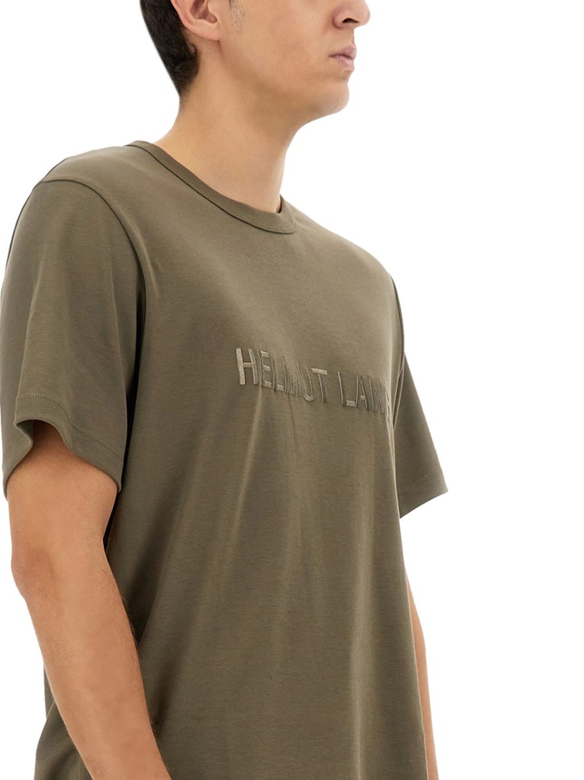Helmut Lang Regular Fit T-shirt With Tonal Logo Embossing In Neutrals
