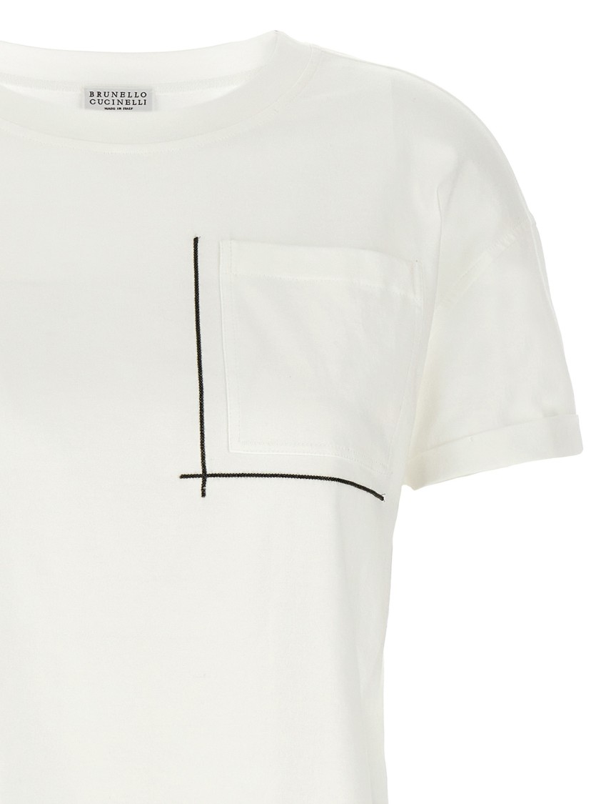 Brunello Cucinelli Cotton T-shirt With Monile Detail And Crewneck
