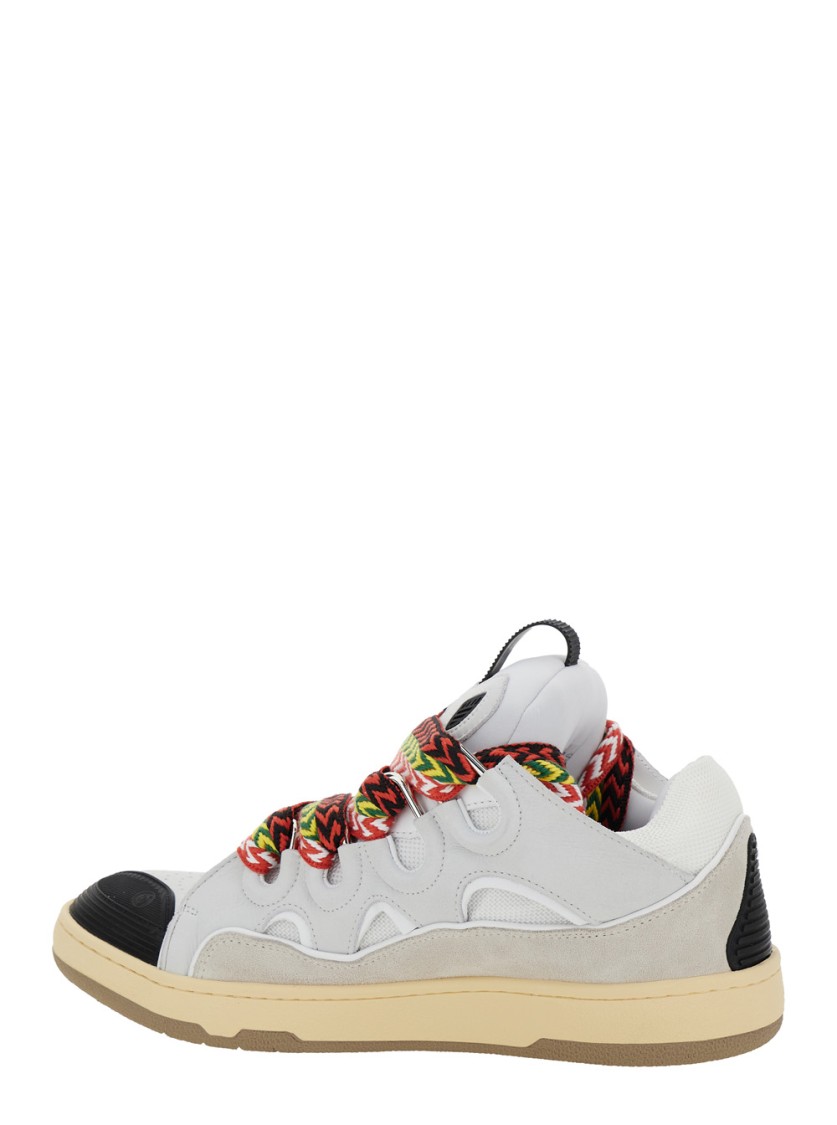 LANVIN LANVIN WHITE SNEAKERS WITH MULTICOLOR LACES