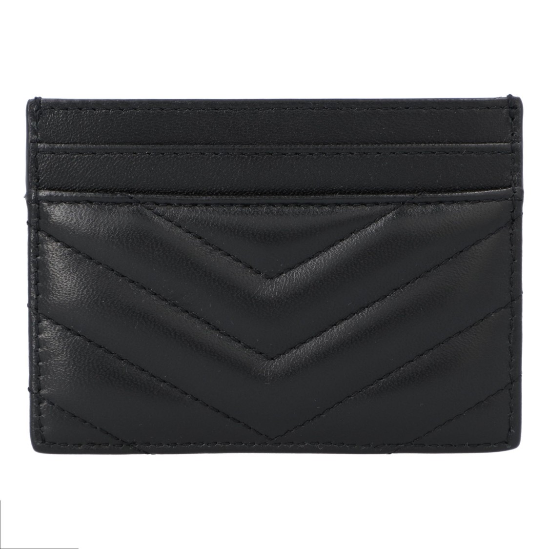 Saint Laurent Cassandre Matelassé Card Case In Lambskin Black In Black