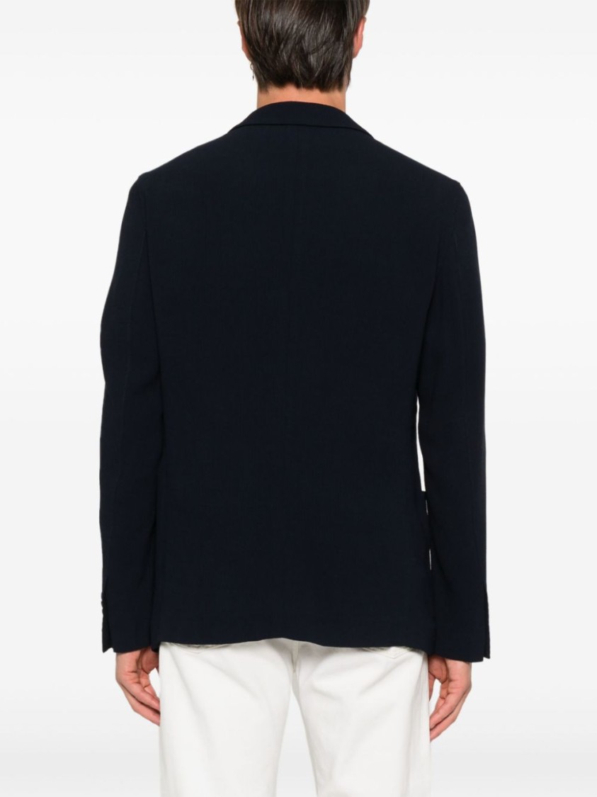Giorgio Armani Tailored Black Blazer With Notch Lapel And Textured Fabric In Black