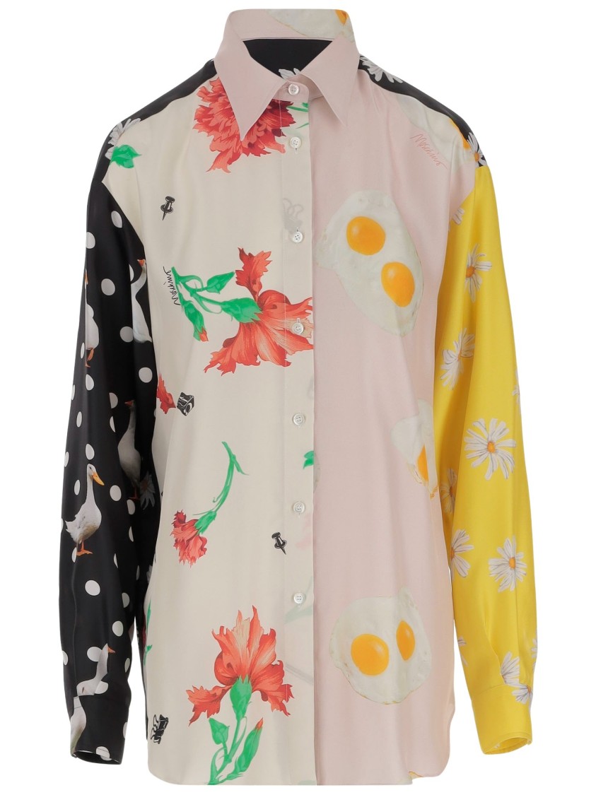 Moschino Oversized Mixed Print French Collar Long Sleeves