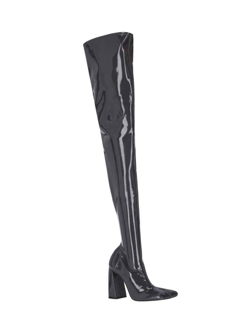 Shop Amina Muaddi "marine" High Boots
