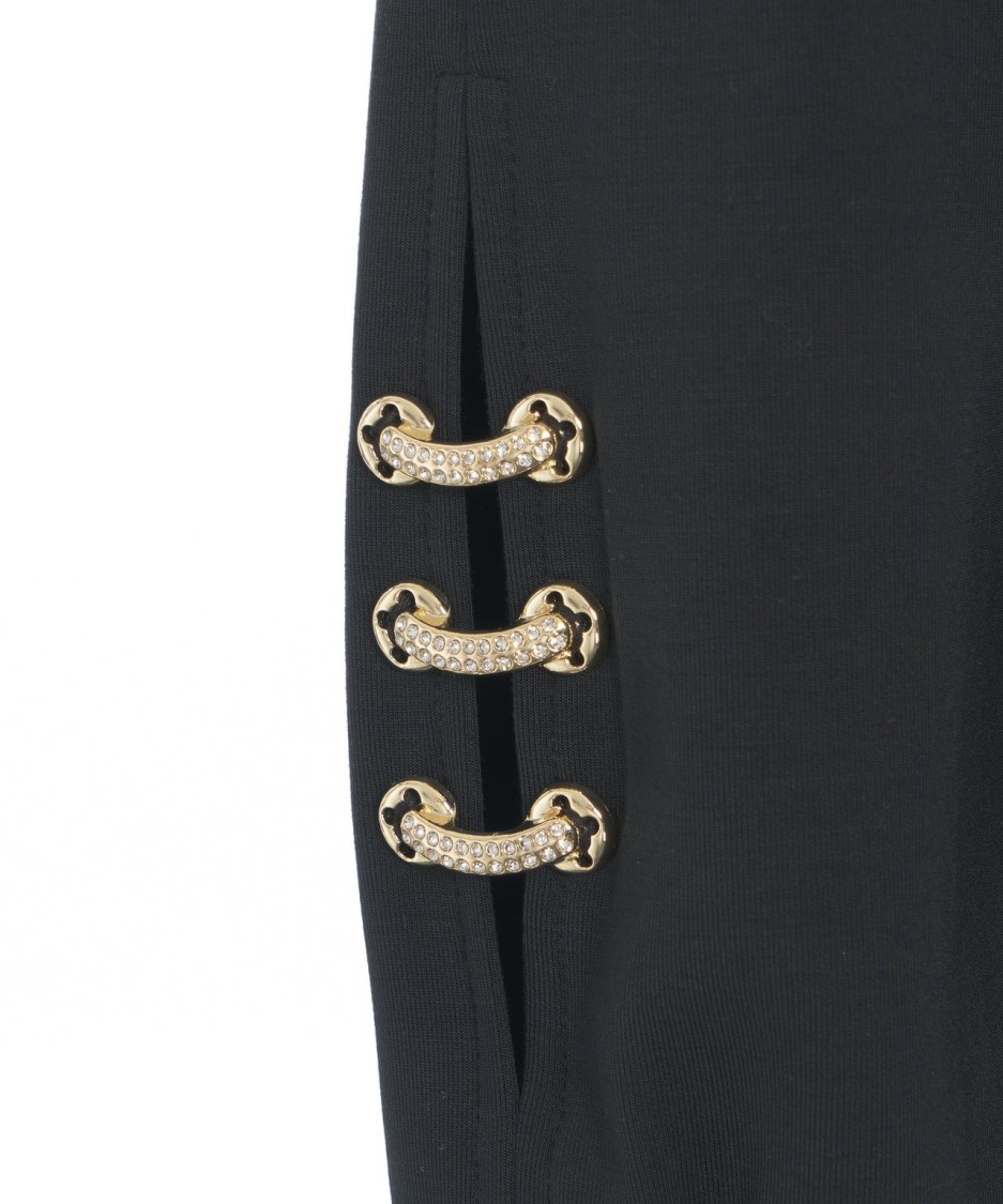 Shop Liu •jo Liu Jo Black Sweatshirt With Zipper And Rhinestone Embellishments