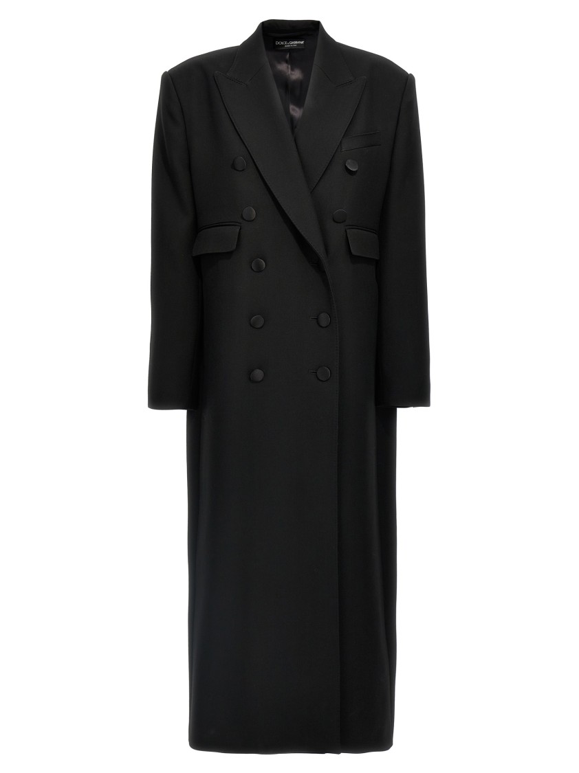 Dolce & Gabbana Long Tuxedo Coat In Black