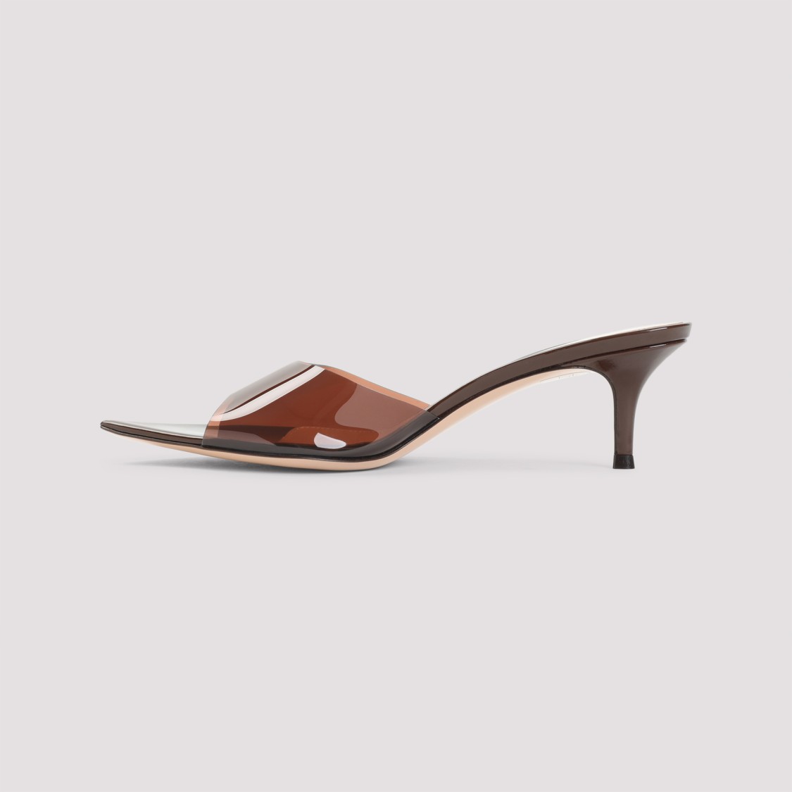Gianvito Rossi Womens Brown Elle Leather And Pvc Heeled Mules