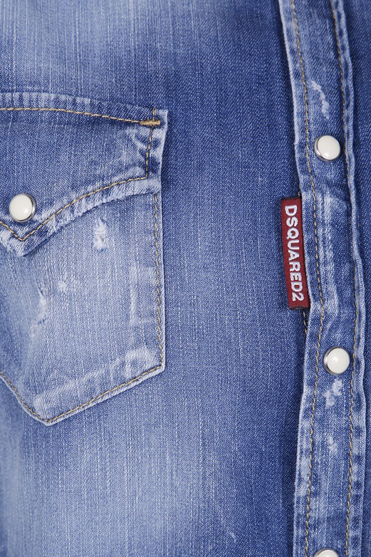 Dsquared2 Denim Shirt With Chest Pockets In Blue