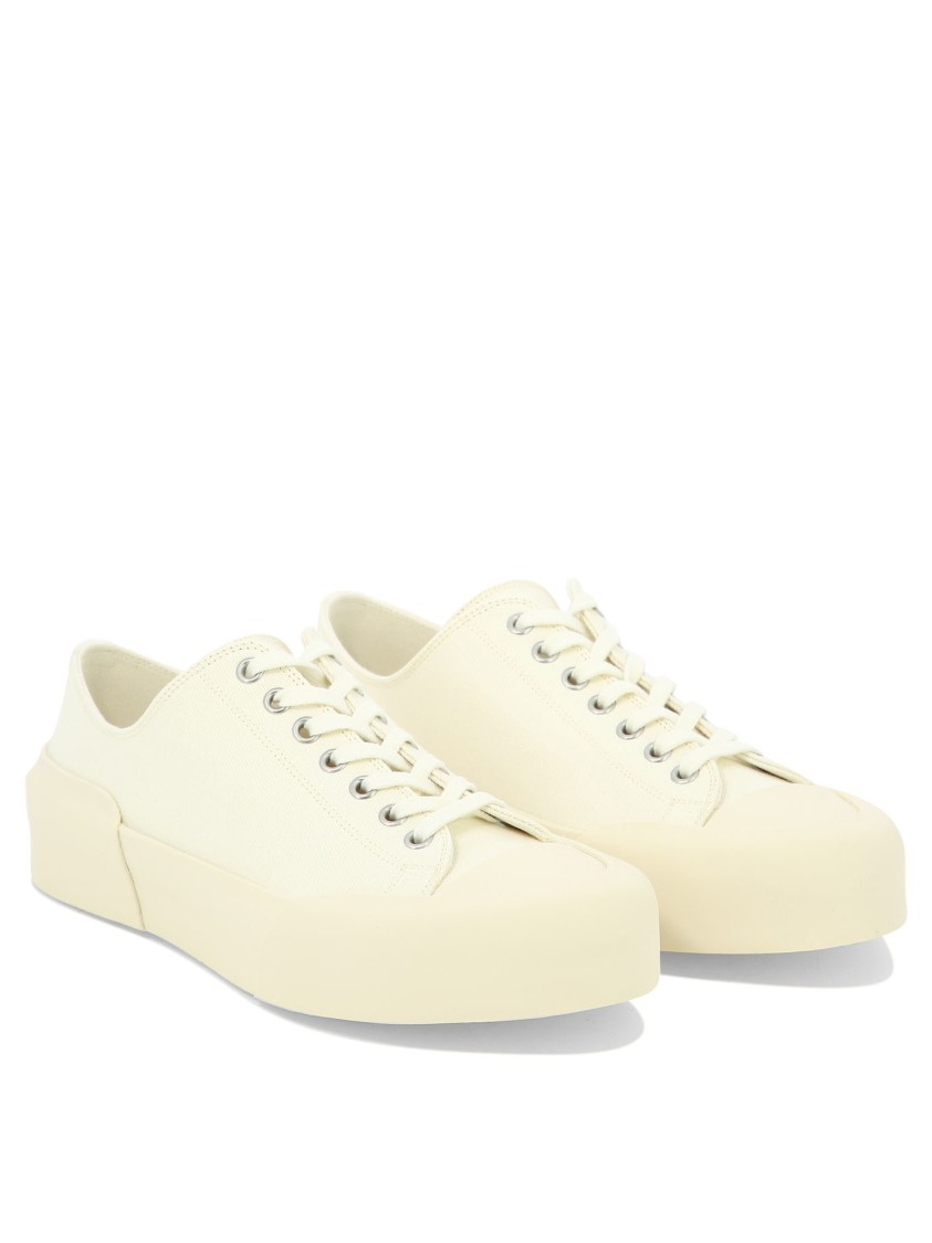 Jil Sander White Sneakers With Breathable Cotton Upper In Neutral