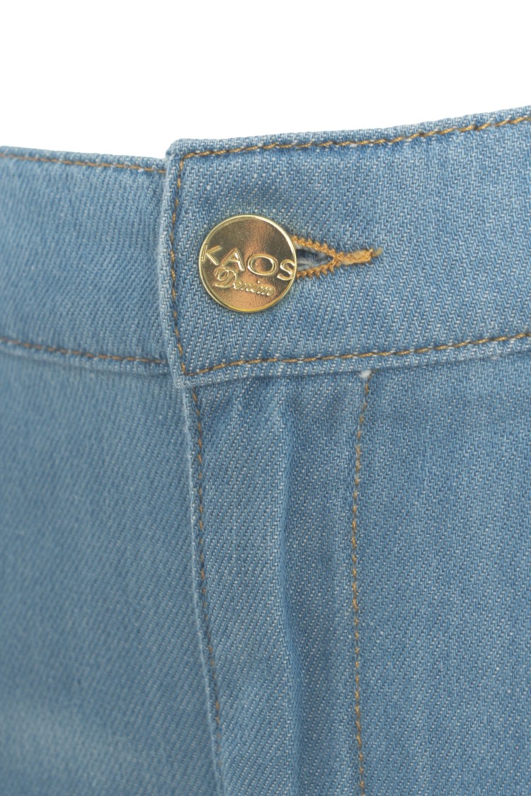 Kaos Straight Fit Denim Jeans With Rolled Cuffs In Blue