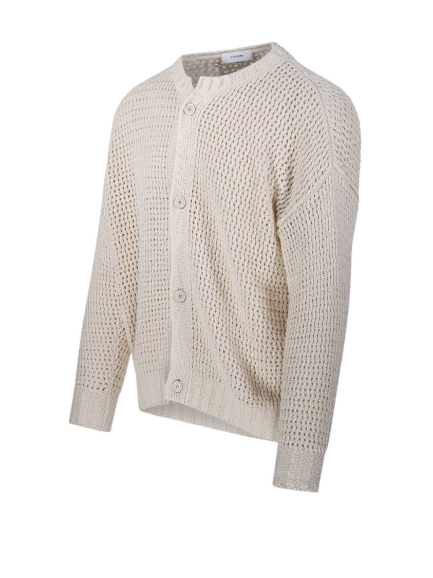 LARDINI LARDINI OPEN-KNIT CARDIGAN WITH TEXTURED PATTERN