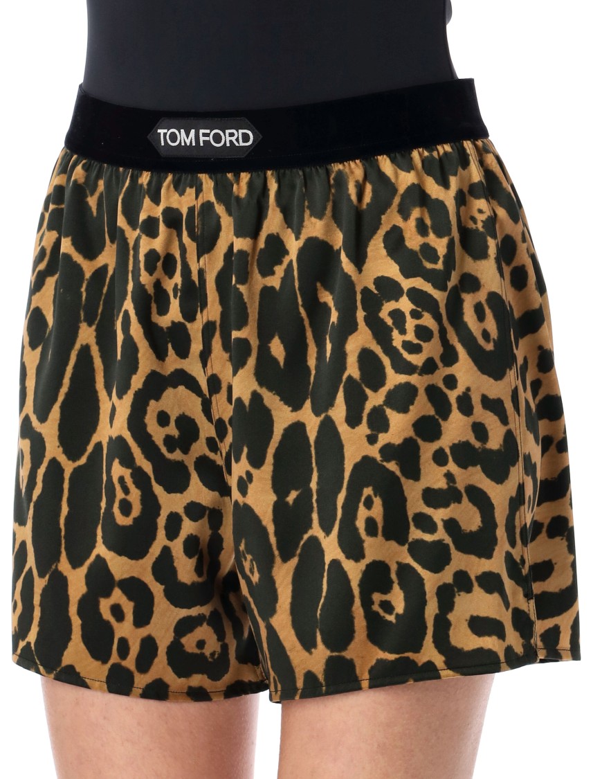 Shop Tom Ford Stretch Silk Satin Boxer Shorts In Brown