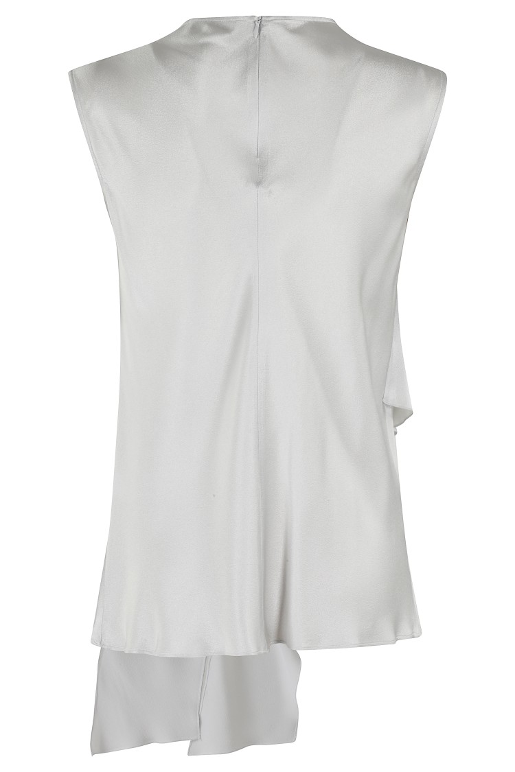 Antonelli Viterbo Sleeveless Satin Top In Silver
