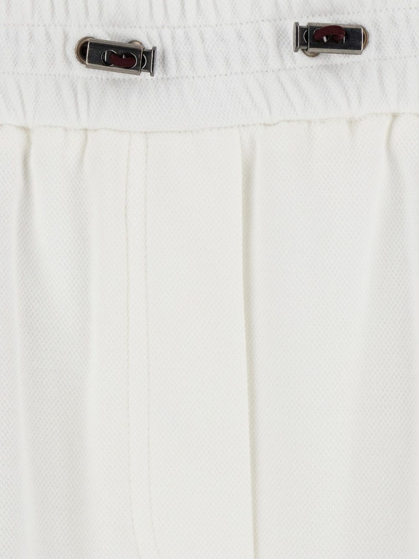 Brunello Cucinelli Relaxed Fit Wide Leg Beige Trousers In White