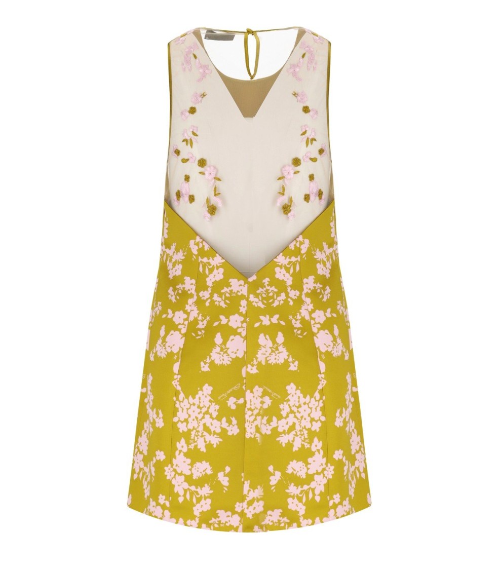 Elisabetta Franchi Printed Duchesse And Tulle Dress In Yellow