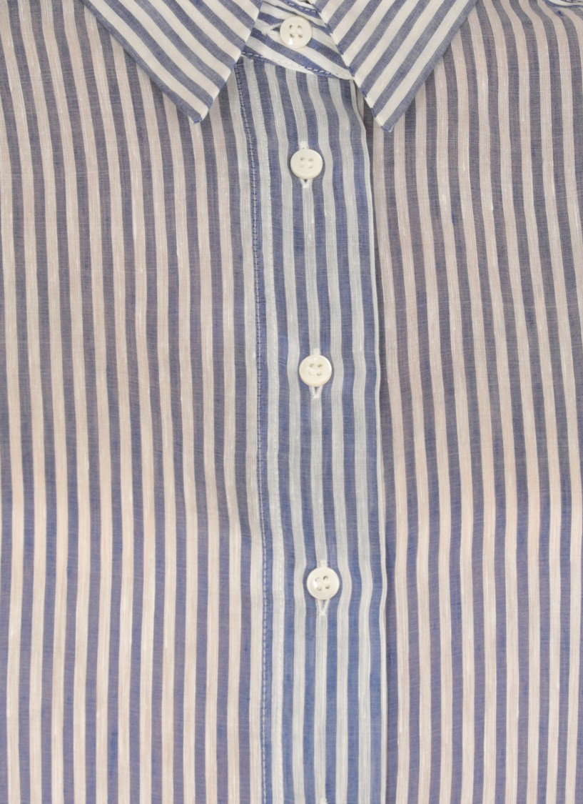 Brunello Cucinelli Blue Linen And Silk Shirt