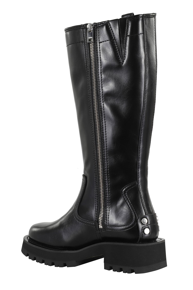 Ganni Studs High Boot Crinkle In Black