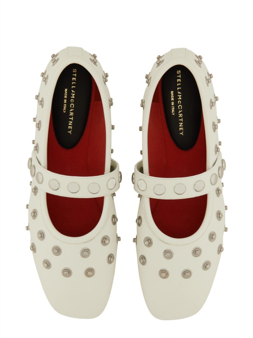 Stella Mccartney Ryder Semi Shine Alt Mat Flats Vanilla In White