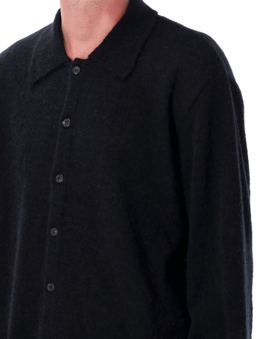 Our Legacy Boxy Fit Evening Polo In Soft Alpaca Blend In Black