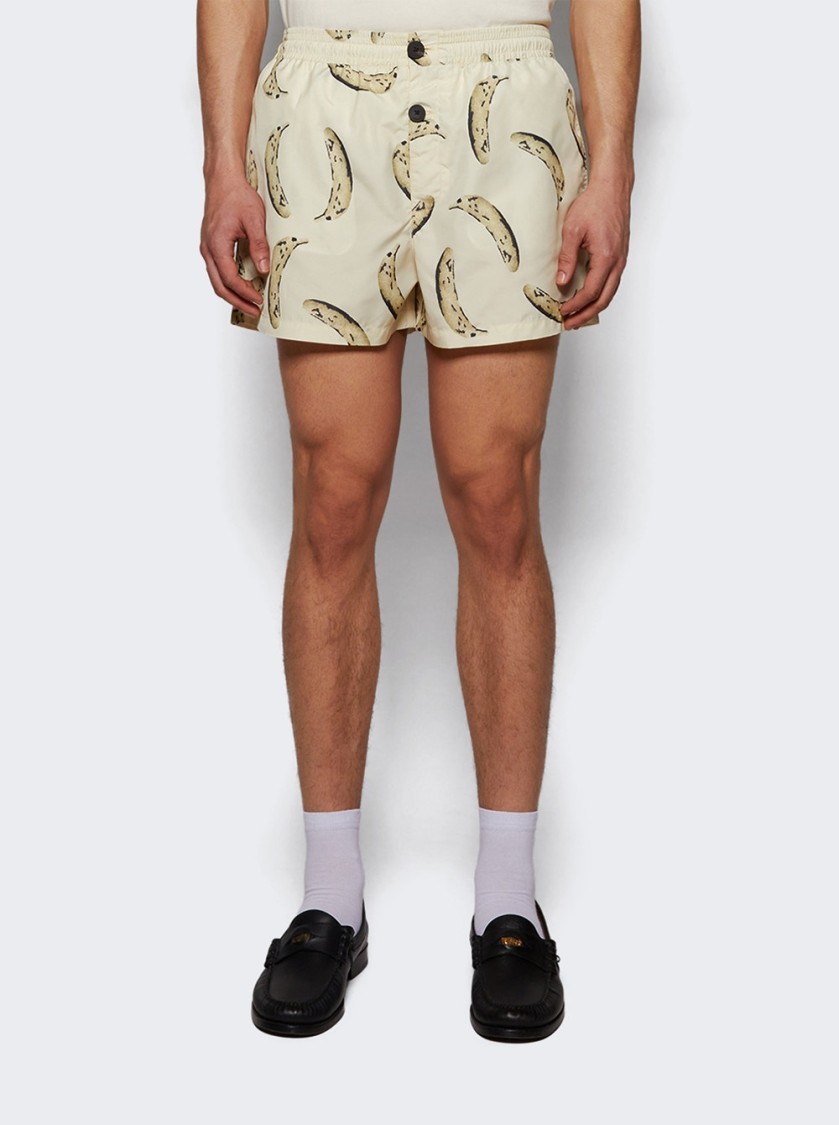 Jacquemus Le Maillot Puntini Swimwear Banana Print Yellow In Neutral