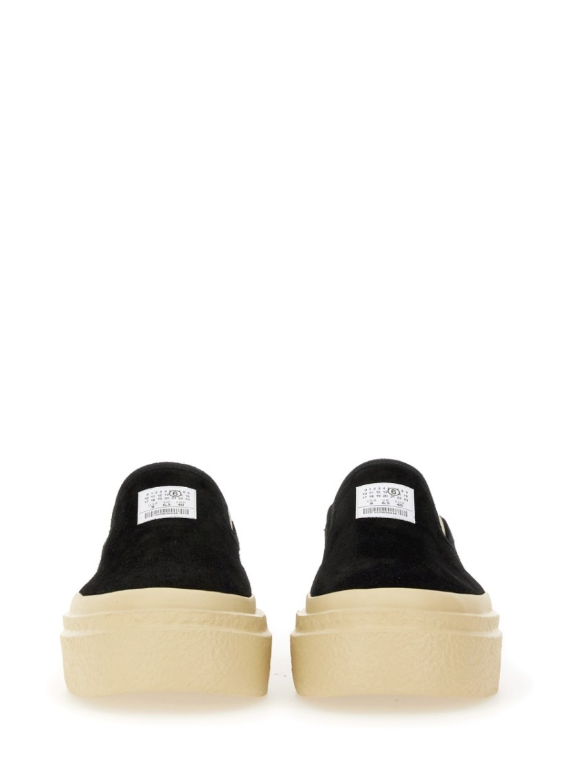 Shop Mm6 Maison Margiela Mm6 By Maison Margiela Leather Sneakers In Black