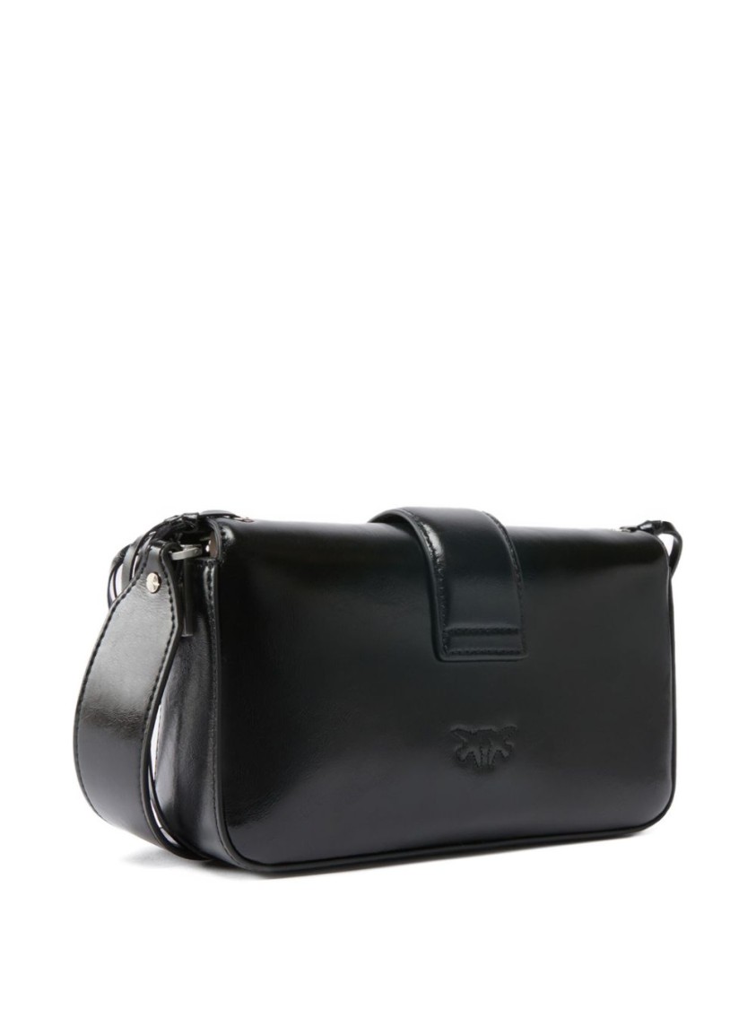 Pinko Slouchy Love Bag Soft Handbag With Fringes And Shoulder Strap In Black