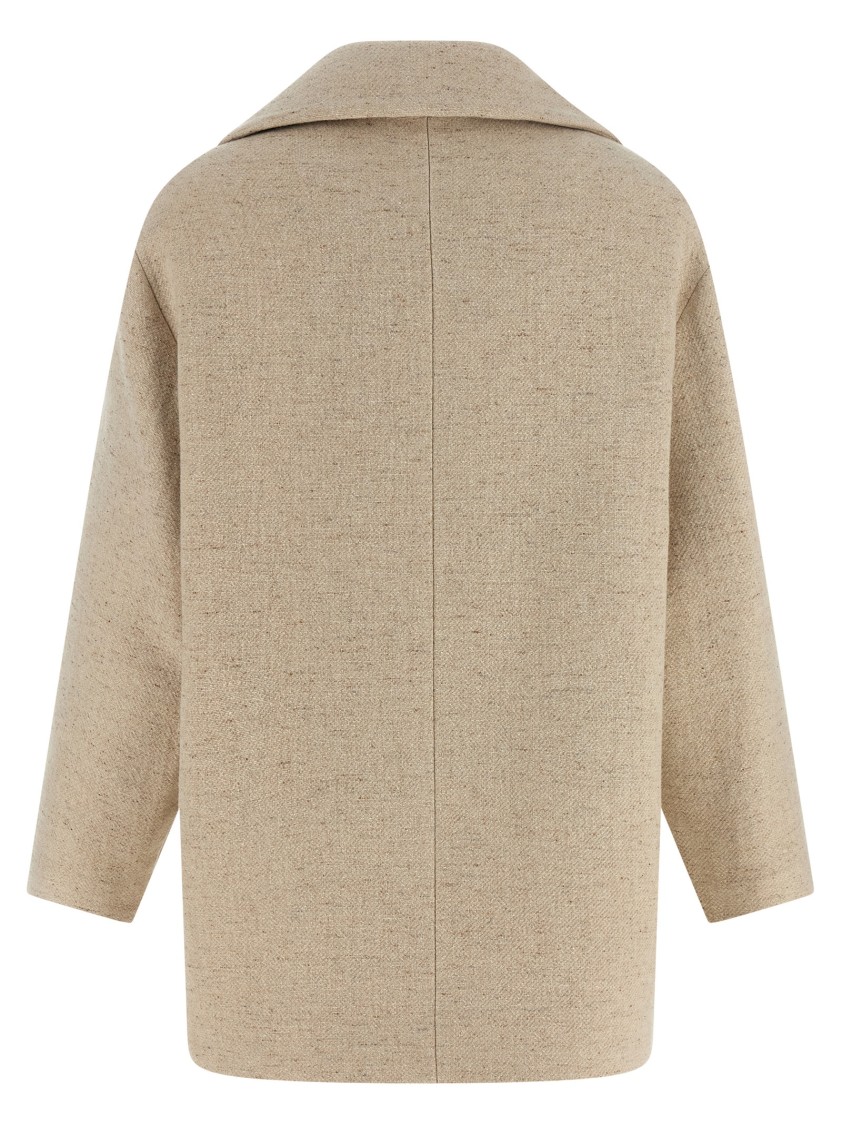 Elisabetta Franchi Double-breasted Coat Coats And Trench Coats White In Brown