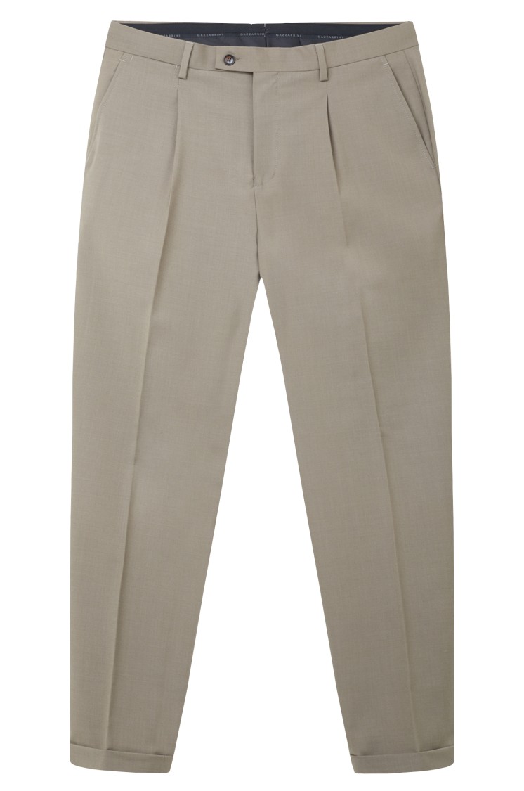 Gazzarrini X Michele Franzese Beige Wool Blend Suit With Double-breasted Blazer In Gray
