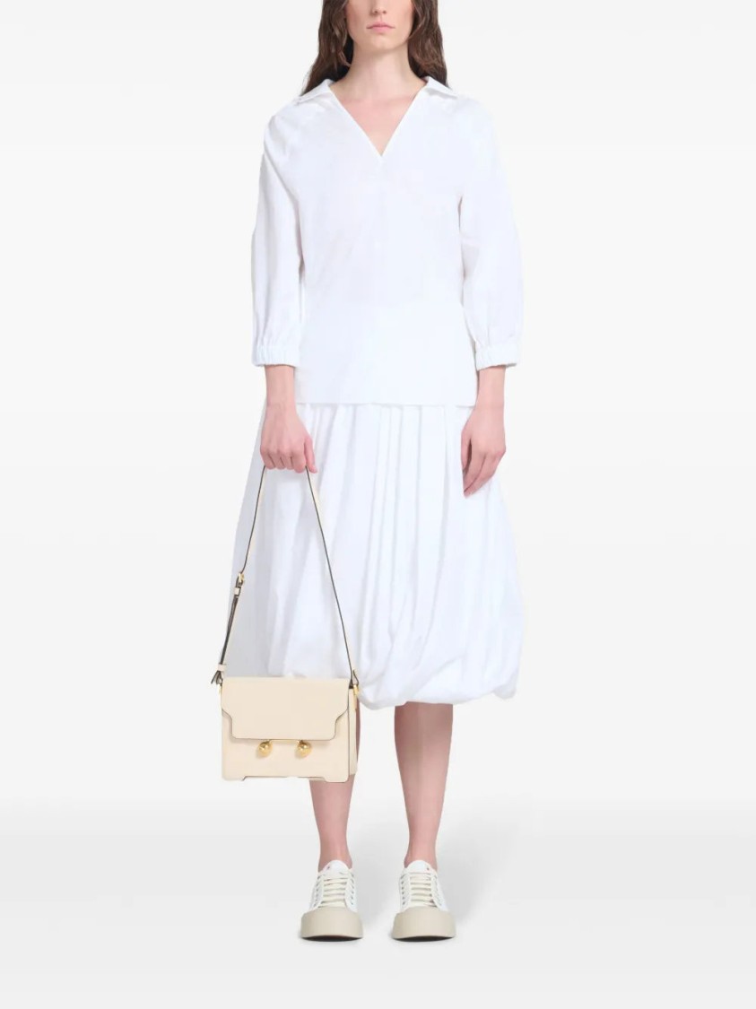 Marni Womens Shell Trunkaroo Branded-hardware Leather Shoulder Bag