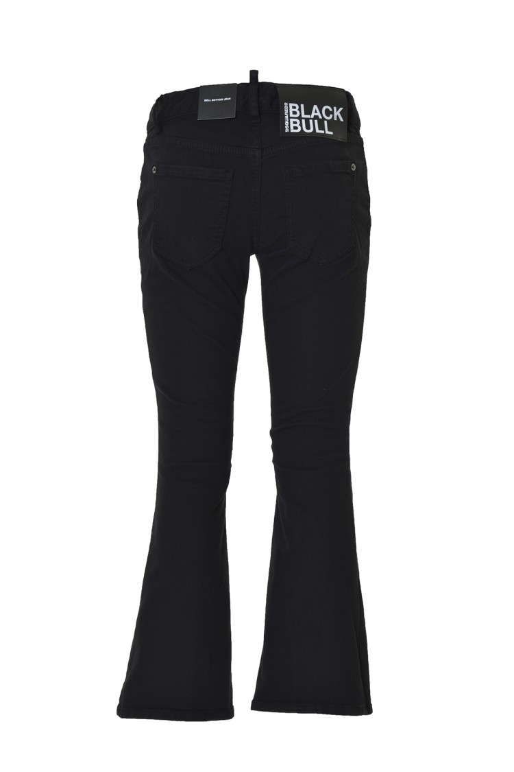 Dsquared2 Logo Patch Bootcut Cropped Trousers In Black