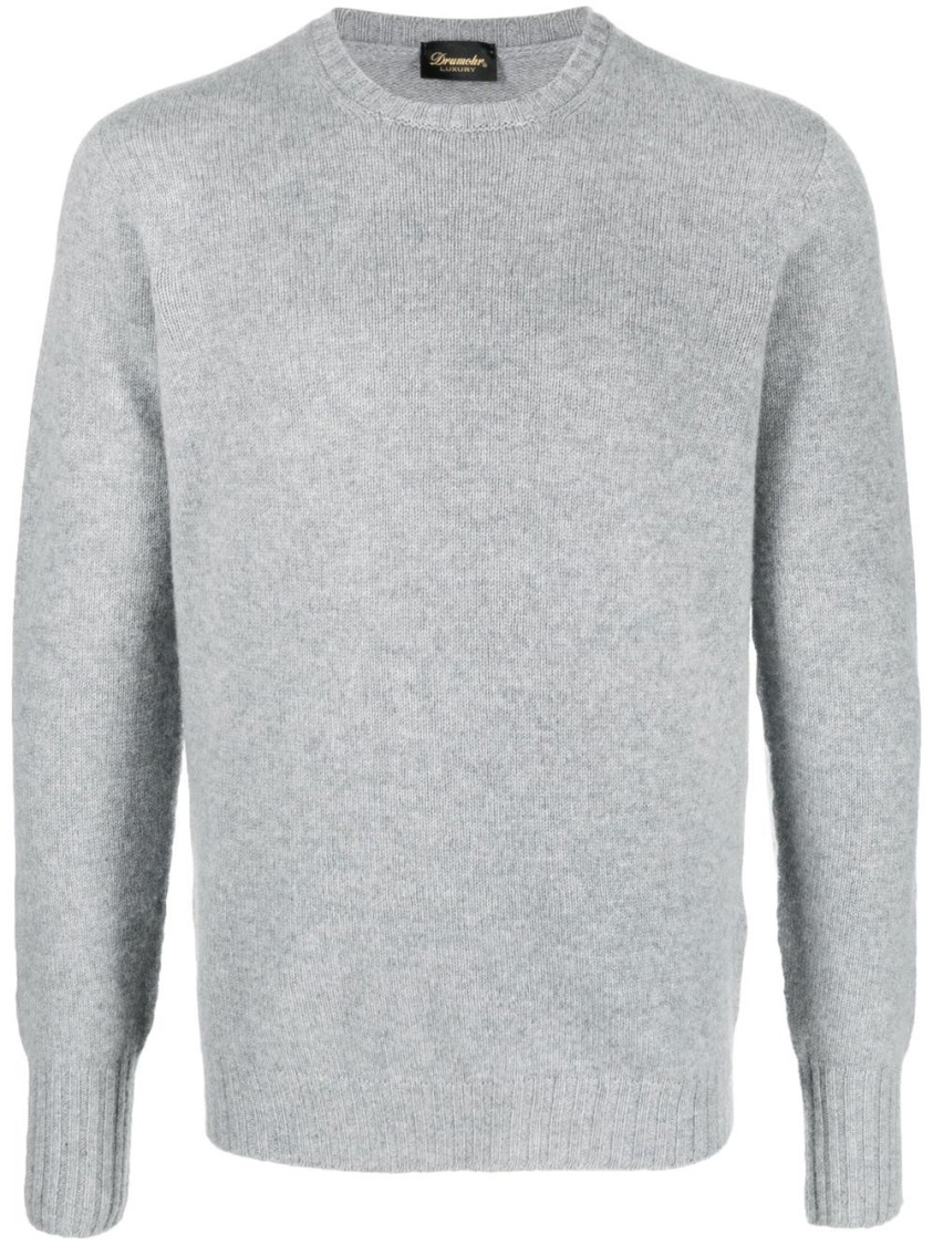Drumohr Man Sweater Light Grey Size 42 Lambswool In Gray