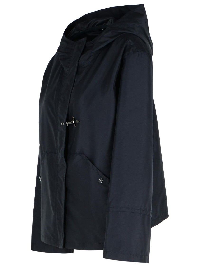 Fay Polyamide Jacket With Hood And Pockets In Blue