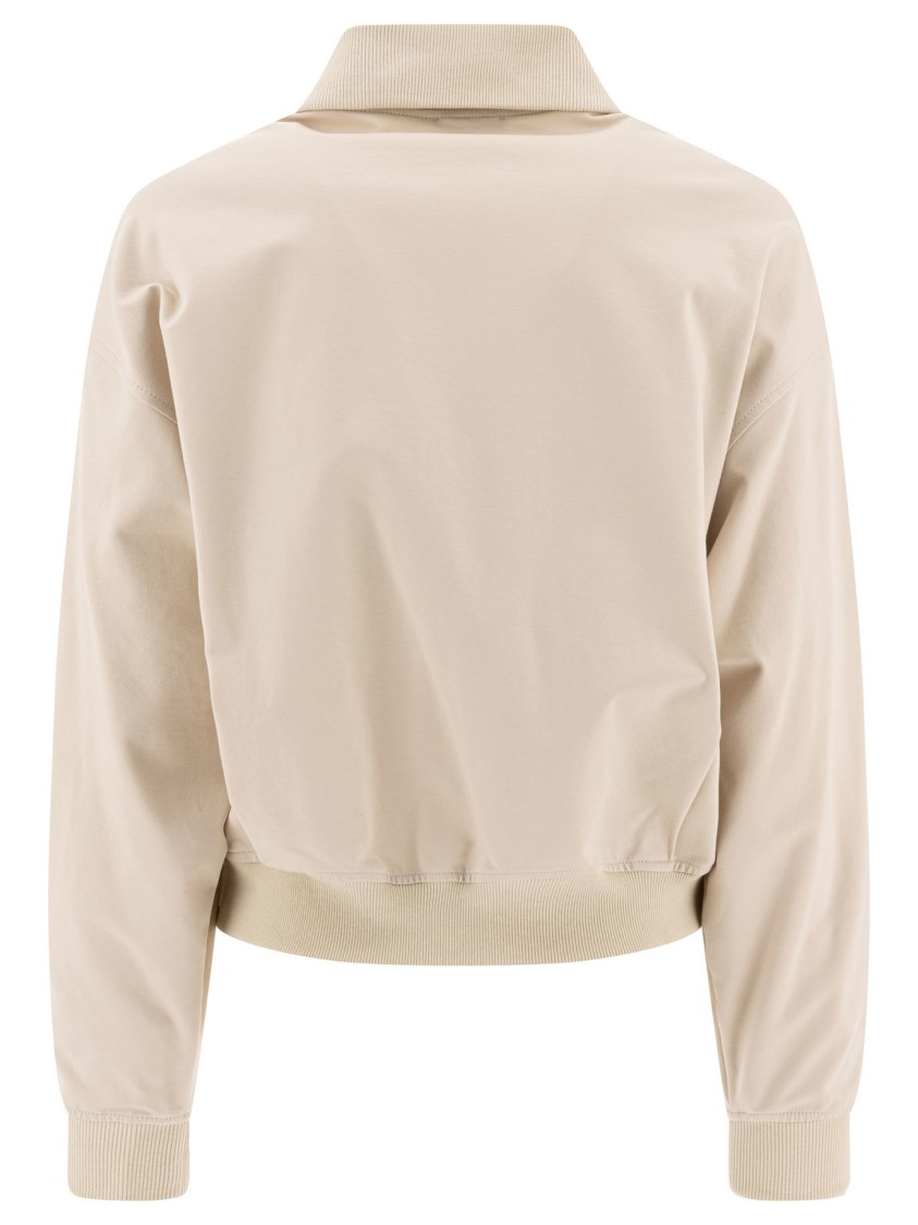 Brunello Cucinelli Cropped Zip-up Sweatshirt With Ribbed Detailing In Neutral