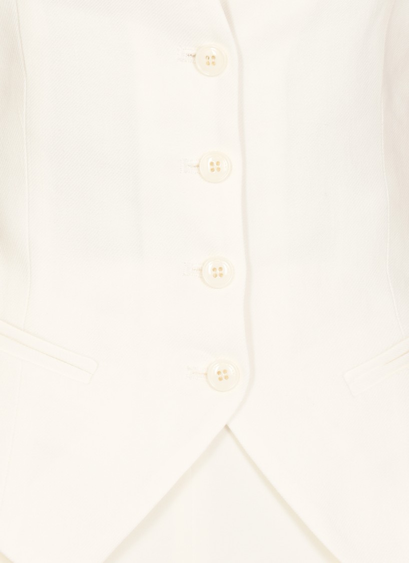 Shop Elisabetta Franchi Ivory Linen Blend Gilet